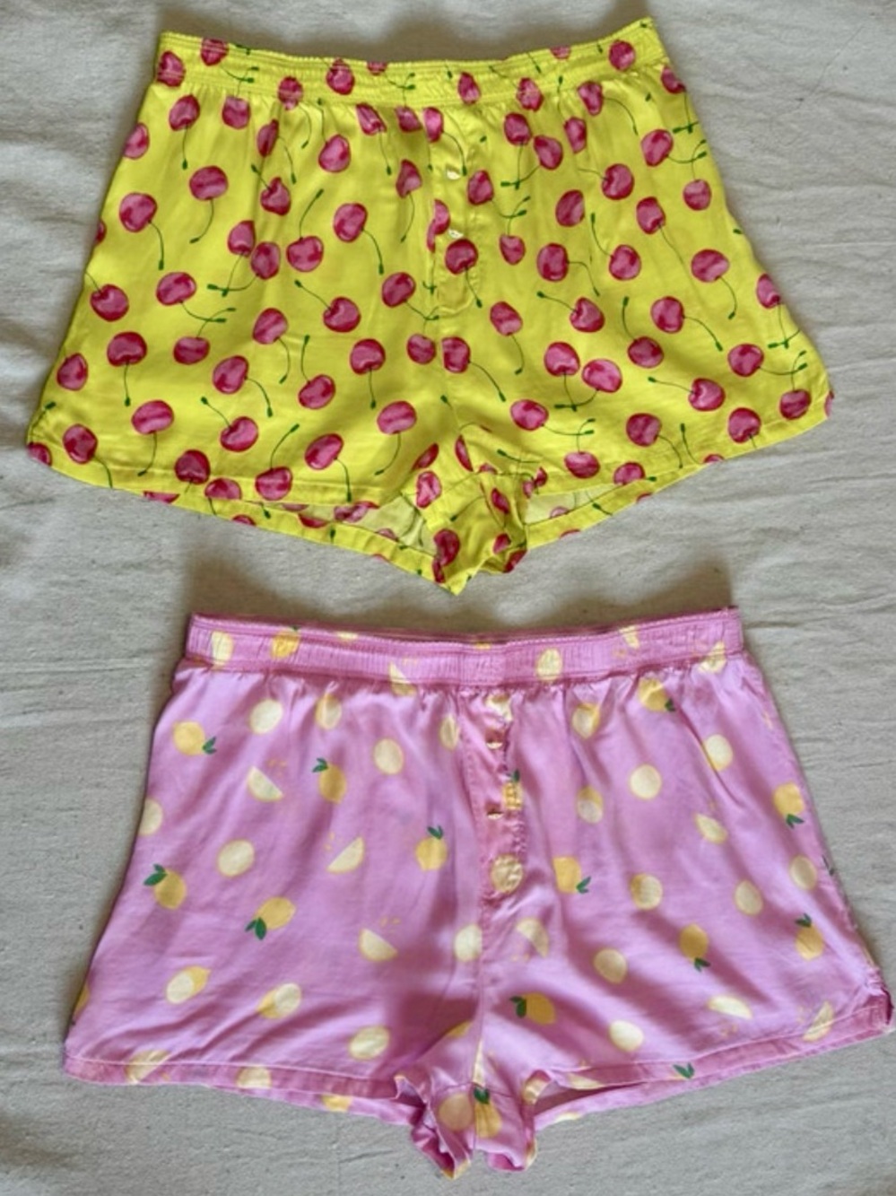 Women’s PINK -Yellow Cherry & Pink Lemon Print Cotton Shorts - Bundle 🌺
